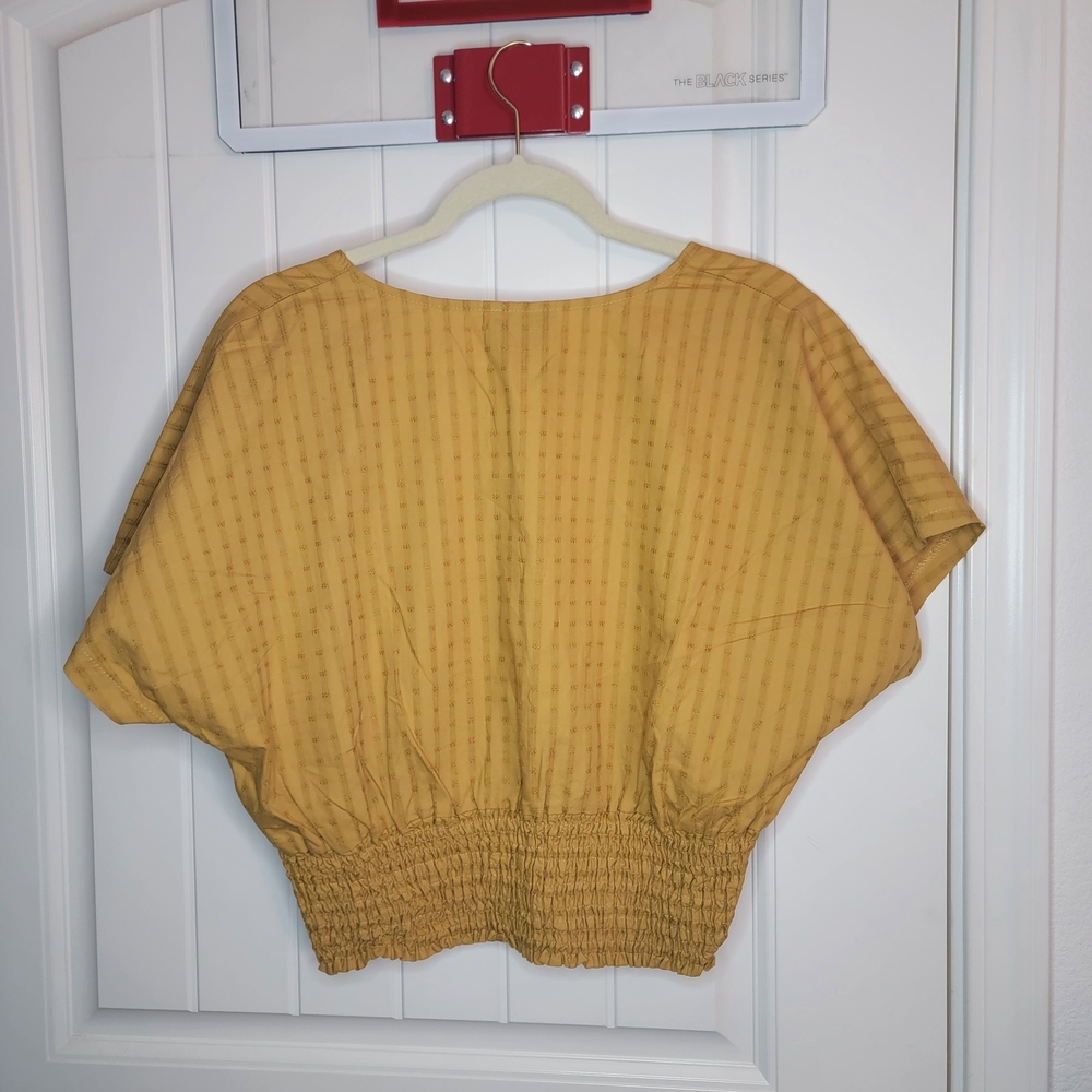 Angie Mustard Yellow Crop Top Blouse, Large - Picture 4 of 4
